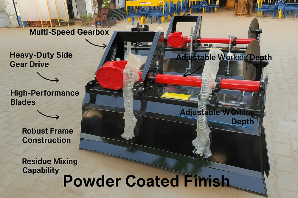 9 Feet Agriculture Multi Speed Tractor Rotavator - Image 3